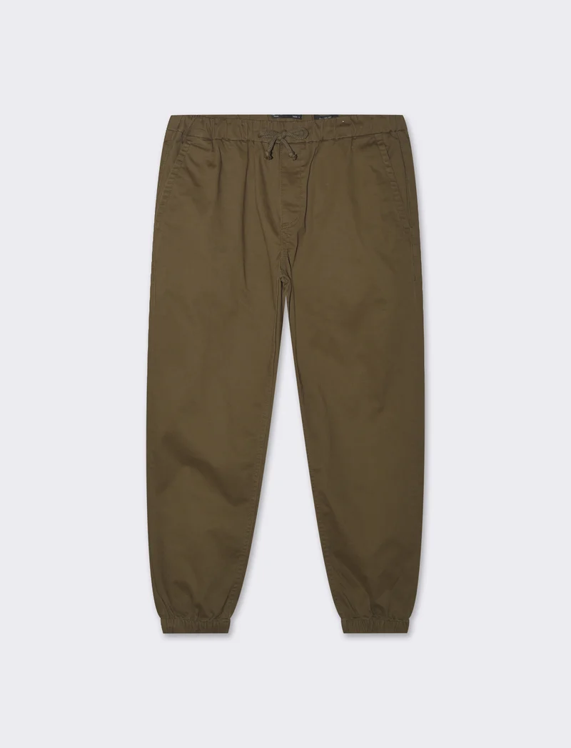 Pantaloni jogger in twill elasticizzato da uomo - Verde kaki