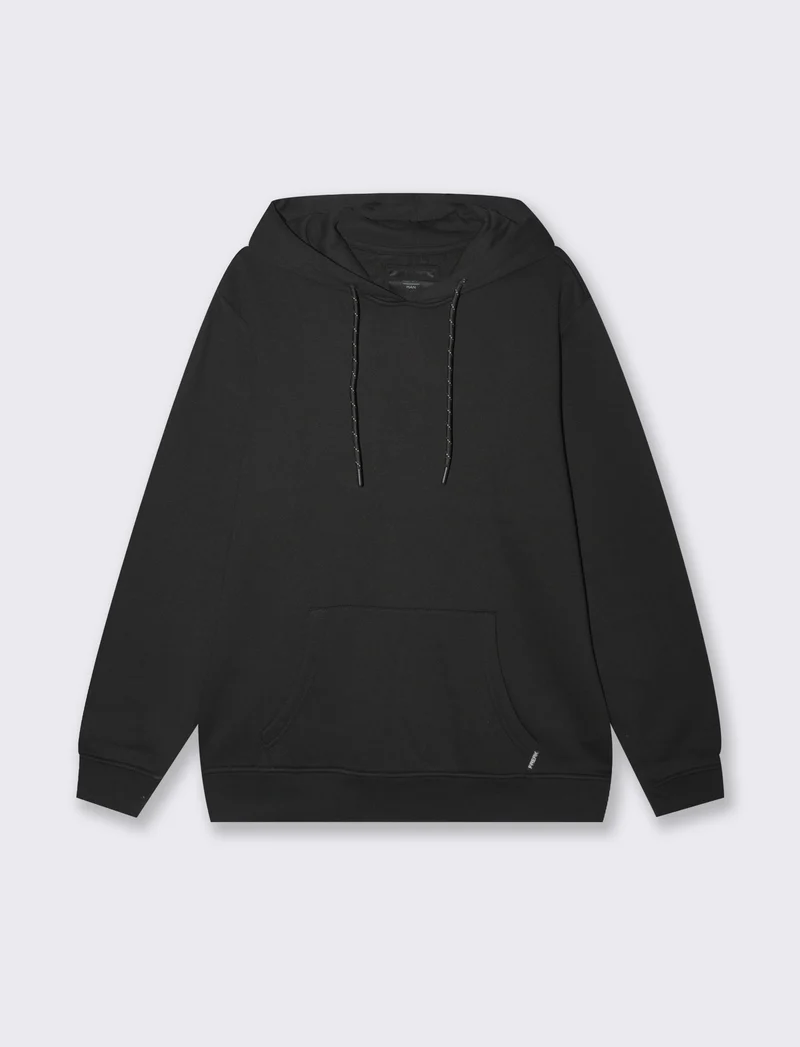 Felpa basic con cappuccio da uomo - Nero