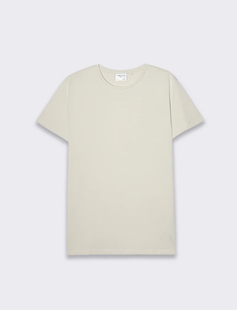 T-shirt basic in cotone elasticizzato slim fit da uomo - Grigio ghiaccio