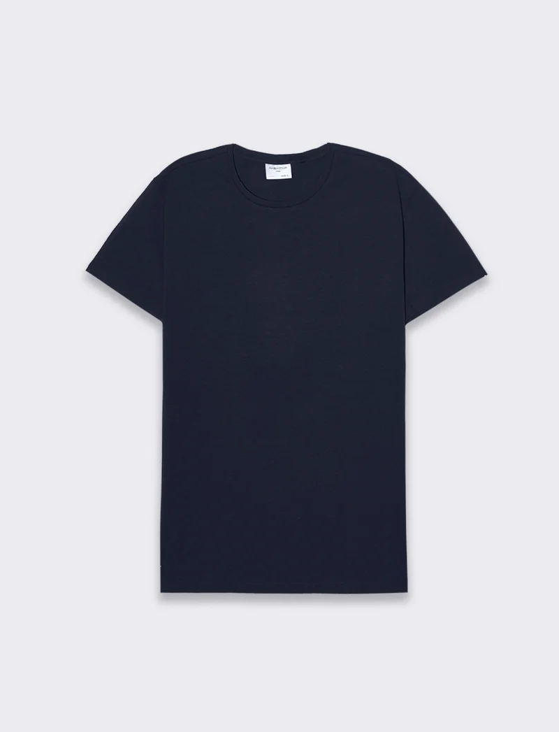 T-shirt basic in cotone elasticizzato slim fit da uomo - Blu