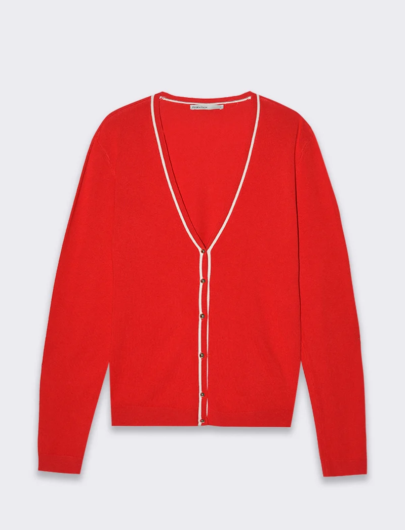 Cardigan manica lunga da donna - Rosso