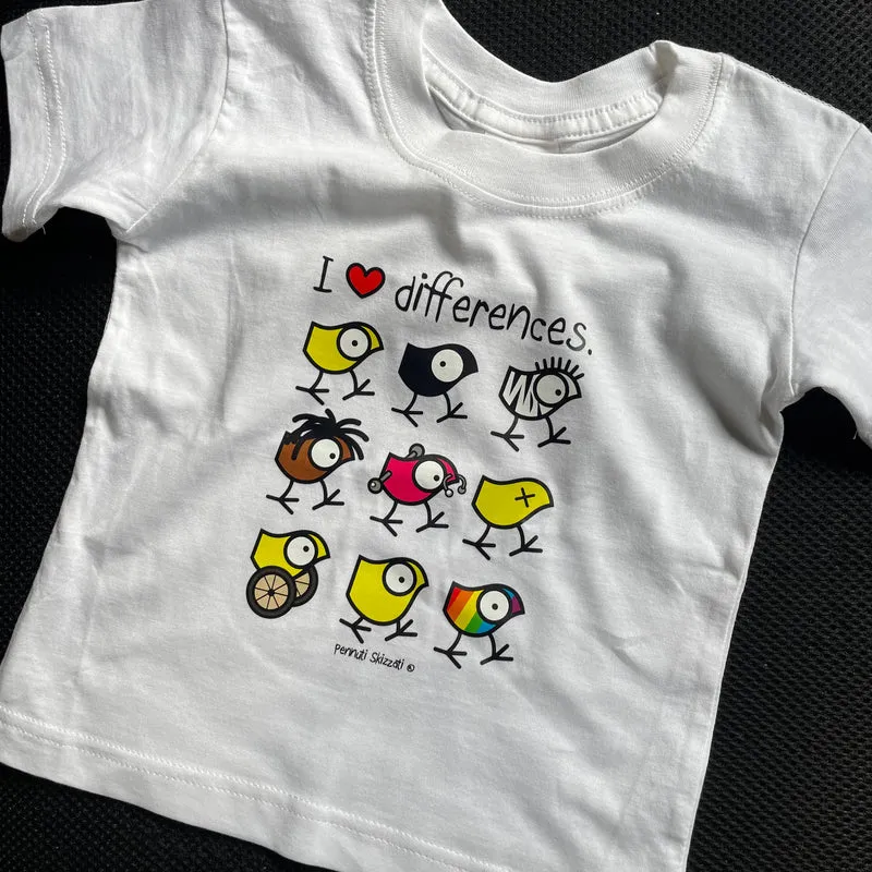 T-Shirt UNISEX - I ❤️ DIFFERENCES Pennuti Skizzati