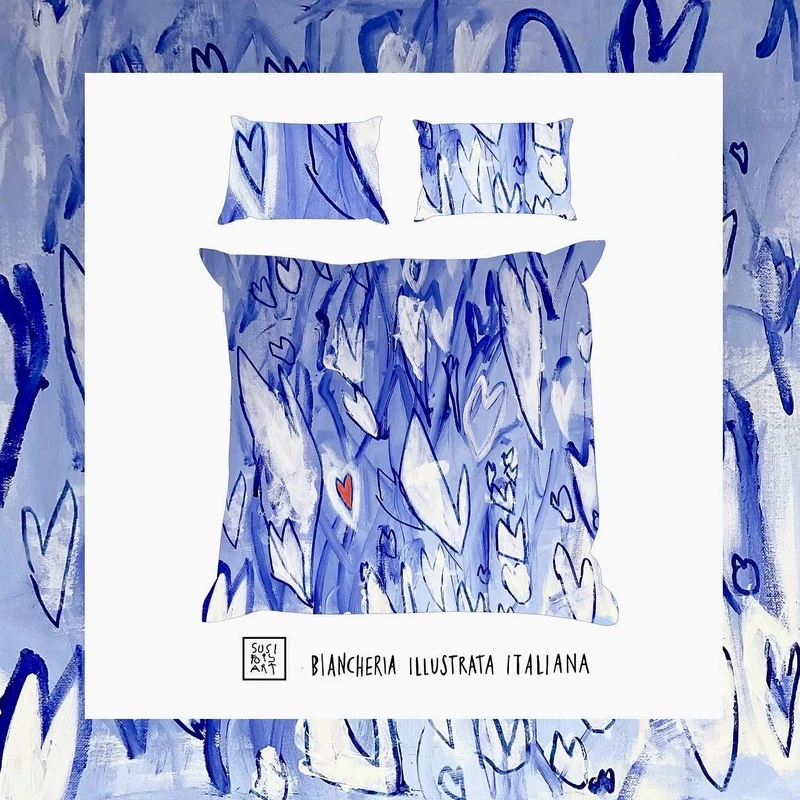 Copripiumone matrimoniali Cuori Blu 💙 Susi Fois Art