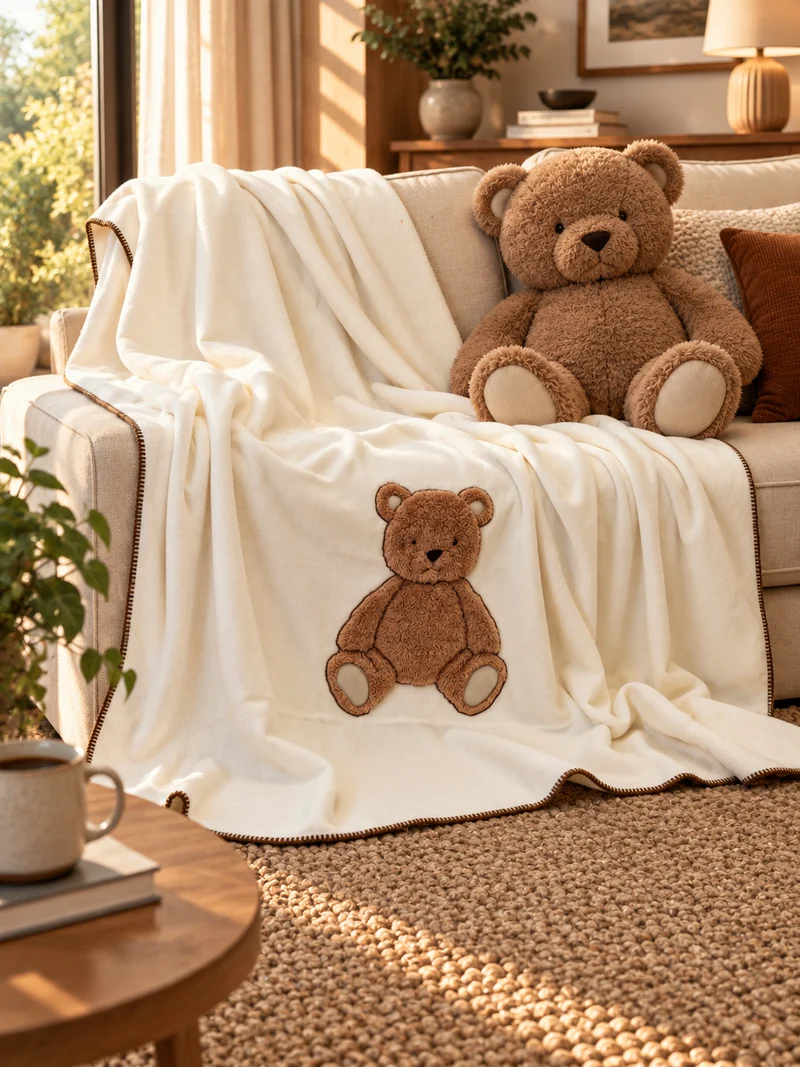 Plaid Pile Battuto Ricamato TEDDY BEAR
