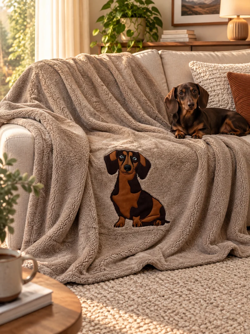 Plaid Pile Coccola Ricamato BASSOTTO