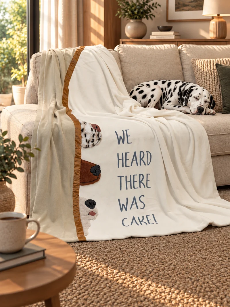 Plaid Pile Battuto Ricamato CANI CURIOSI