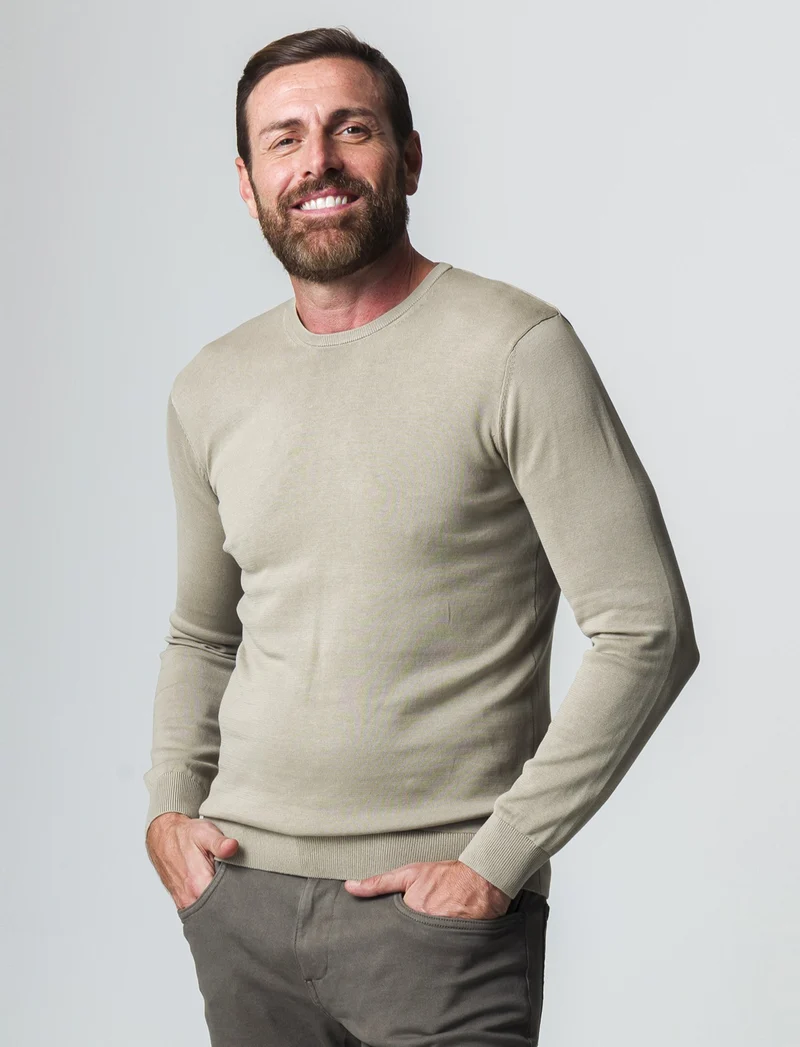Maglia basic in puro cotone da uomo - Verde salvia