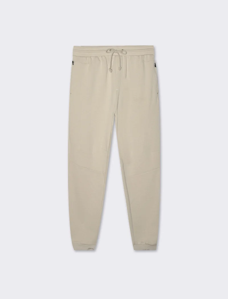 Pantaloni jogger in piquet doppiato - Beige