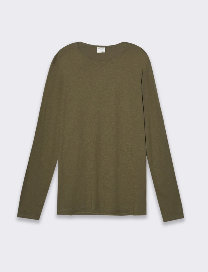 T-shirt basic in cotone slub da uomo - Verde kaki