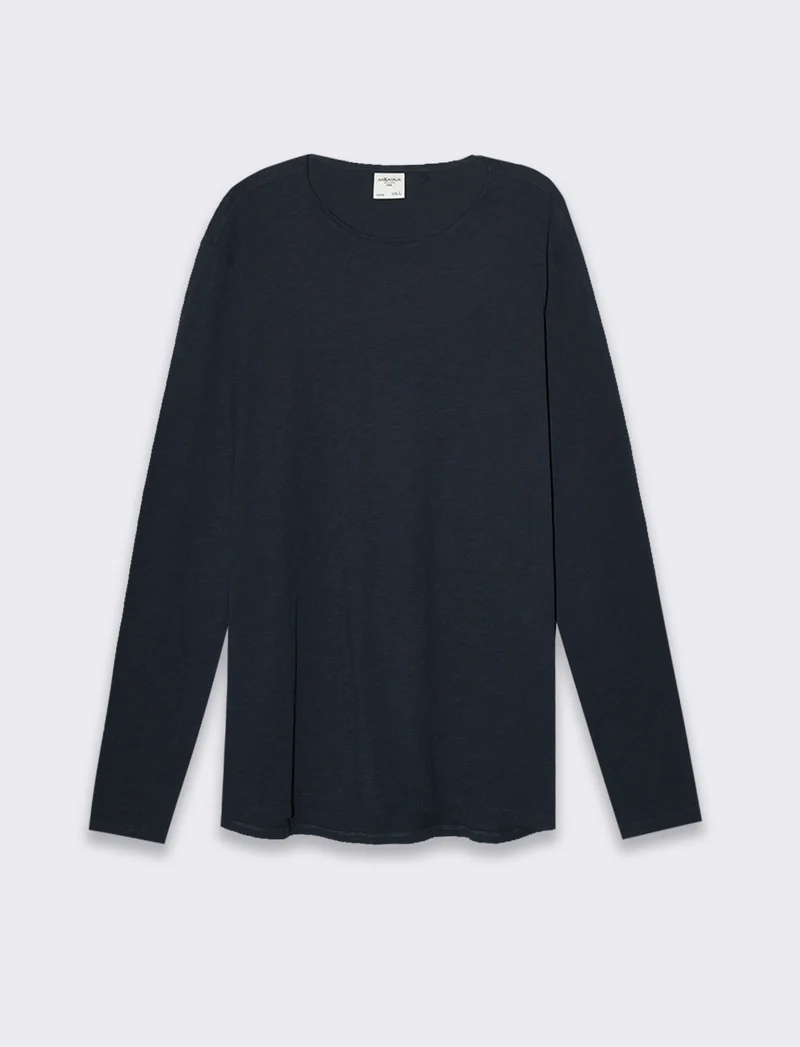 T-shirt basic in cotone slub da uomo - Blu