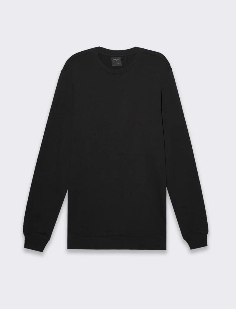 Felpa basic girocollo in cotone da uomo - Nero
