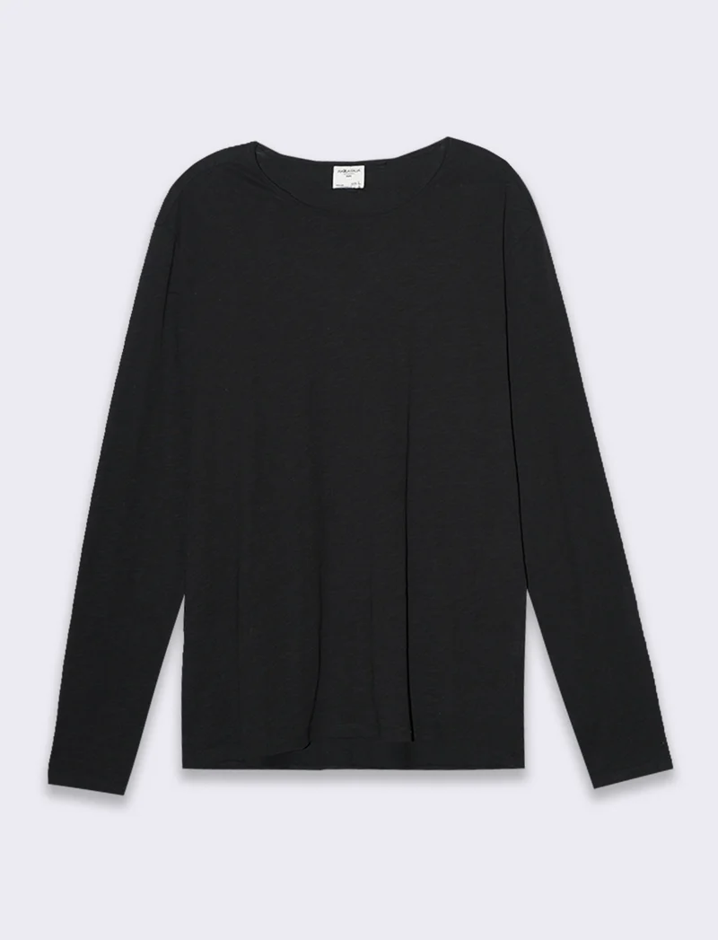 T-shirt basic in cotone slub da uomo - Nero