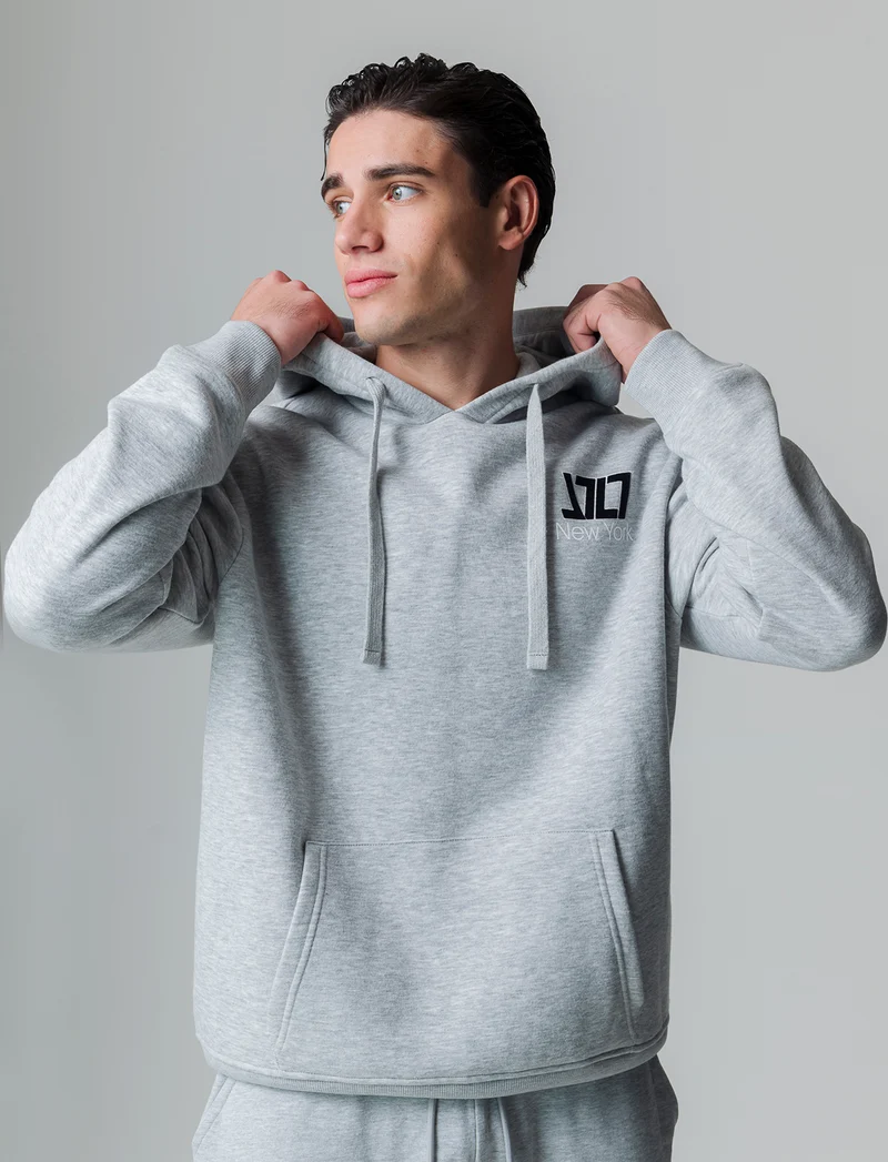 Felpa con stampe e cappuccio da uomo - Grigio mel.