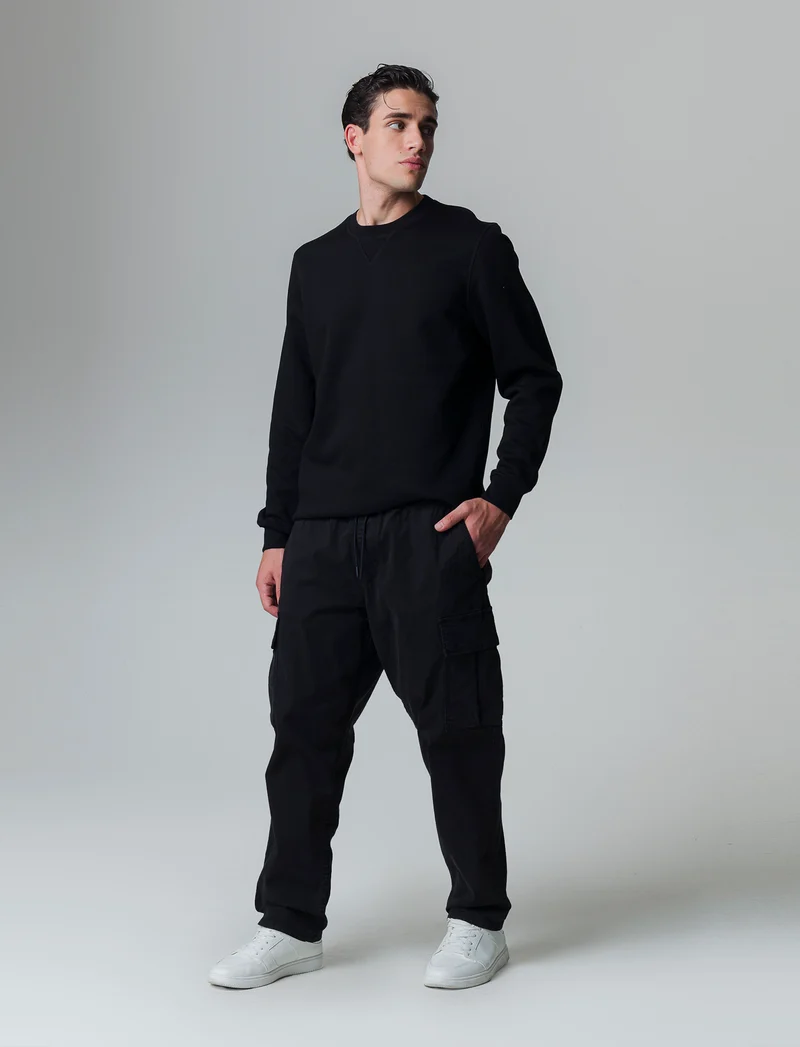 Pantaloni relaxed cargo in twill da uomo - Nero