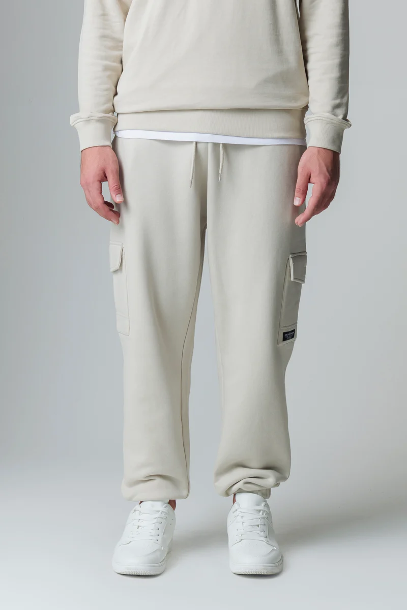 Pantaloni in felpa con tasconi da uomo - Grigio ghiaccio