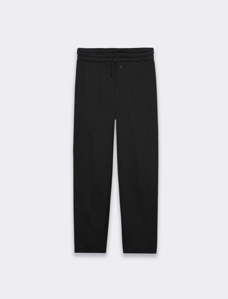Pantaloni straight in felpa con vita jogger da uomo - Nero