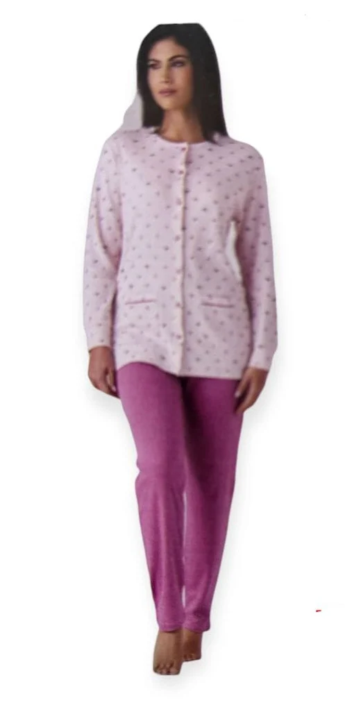 Pigiama Donna Caldo Cotone Karelpiù K7012PLDAX – Modello a Fiorellini