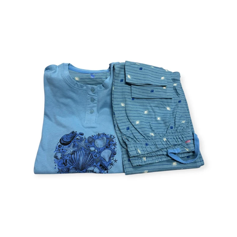 Pigiama Donna Papalina Marino PDM 456 in Caldo Cotone – Manica e Pantalone Lungo