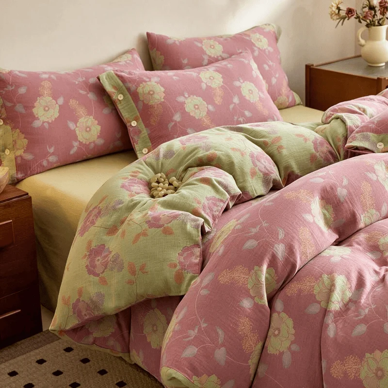Set copripiumino in cotone con motivo floreale vintage