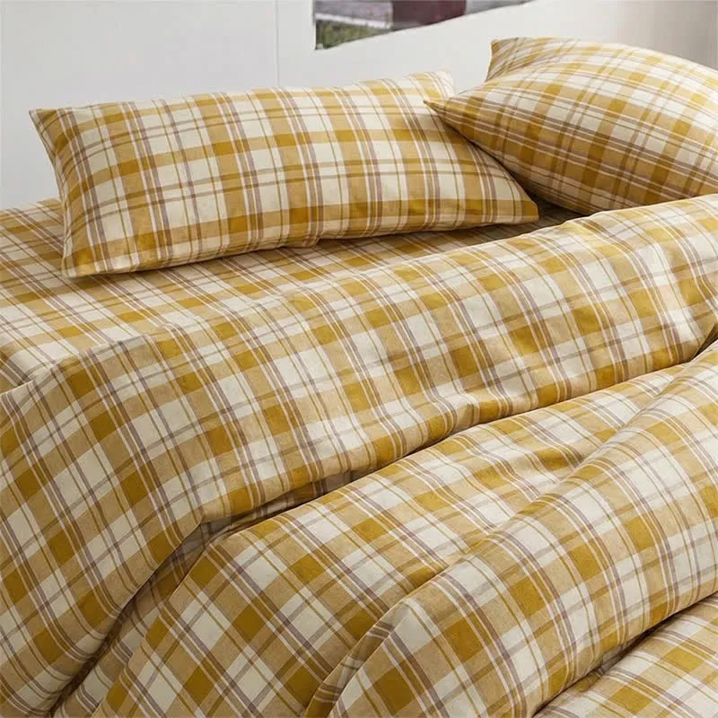 Set di biancheria da letto matrimoniale extra-large a Singolo XL senape per dormitorio