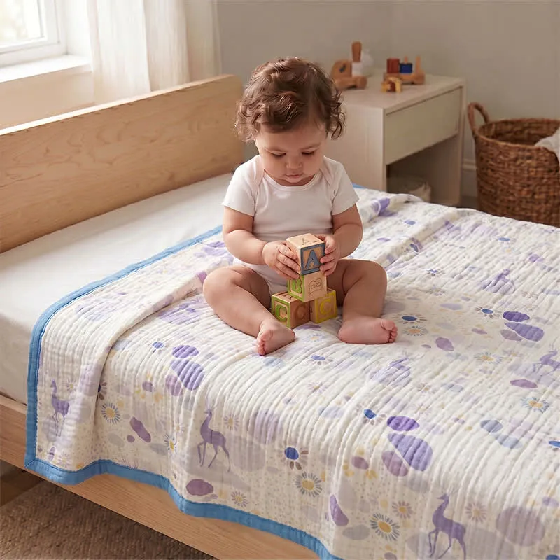 Coperta in garza di cotone con motivo floreale pastello