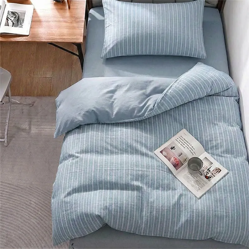 Set di biancheria da letto matrimoniale XL Singolo in cotone con motivo a righe nordiche