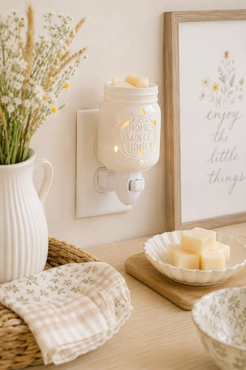Lampada da presa Elettrica Mason Jar Bianca – Candle Warmers®