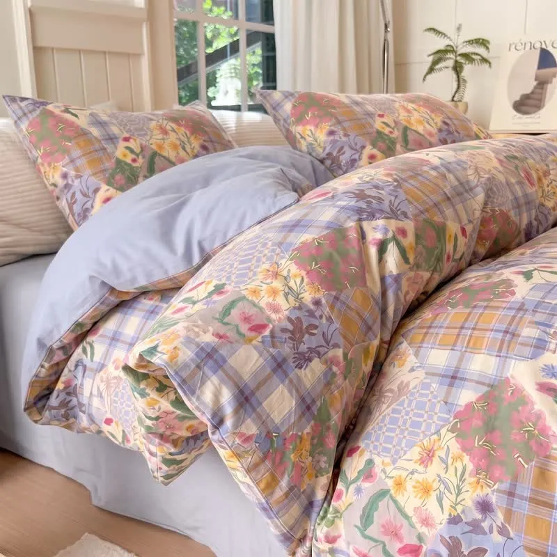 Set di biancheria da letto in cotone con motivo floreale a patchwork da giardino