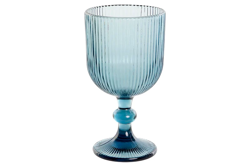 Set di 6 calici Grattato azzurro di Item International - 325 ml – Vetro Elegante e Resistente