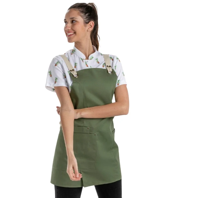 Delantal Peto Chica Bolsillos Verde
