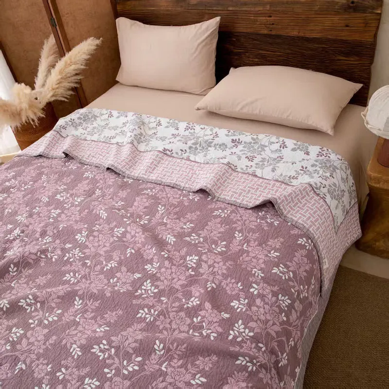 Trapunta leggera in cotone con stampa floreale in stile country
