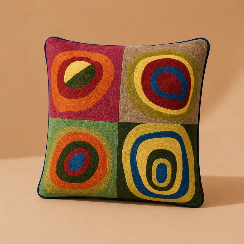 Cuscino Arredo 100% Cotone Ricamato KANDINSKY