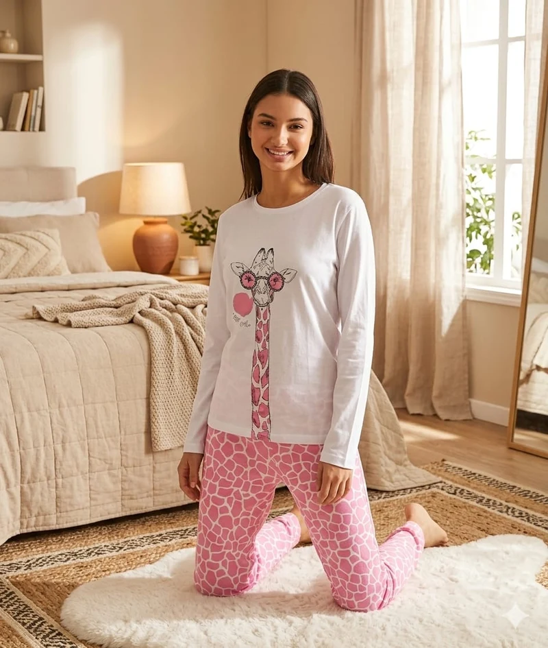 Pigiama Donna Luna Lounge Piazzolla in Cotone Jersey con Maglia Manica Lunga e Pantalone