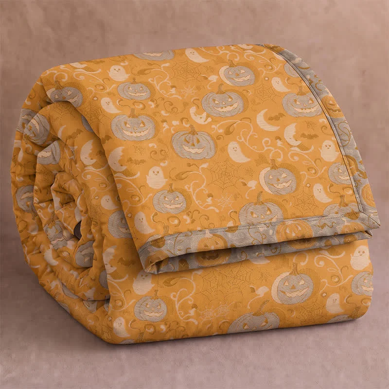Coperta in cotone arancione a forma di zucca di Halloween