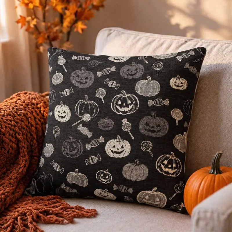 Cuscino in cotone a forma di zucca di Halloween