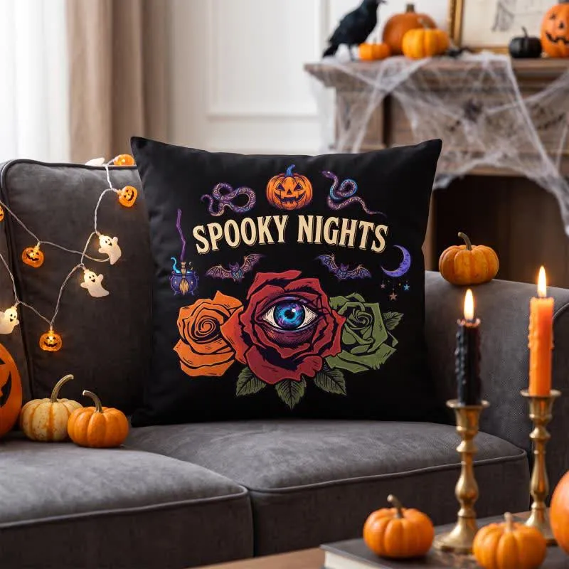 Cuscino decorativo gotico a forma di occhio di Halloween con rosa