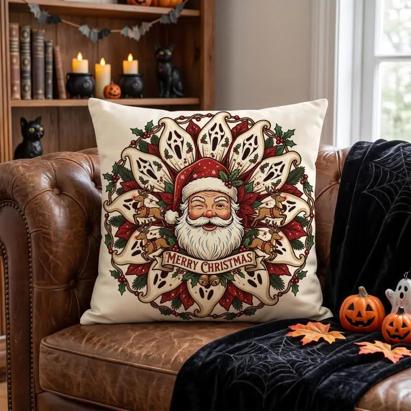 Cuscino decorativo di peluche a forma di Babbo Natale inquietante
