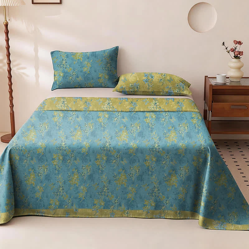 Copriletto reversibile in cotone con stampa floreale vintage