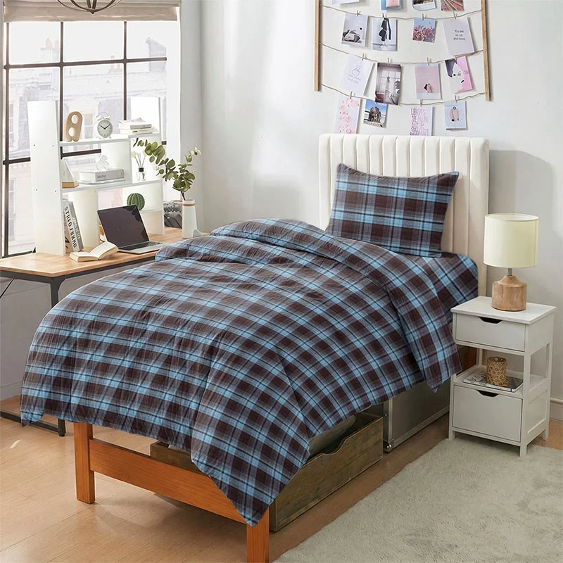 Set di biancheria da letto Singolo extra- XL a quadri classici per dormitorio