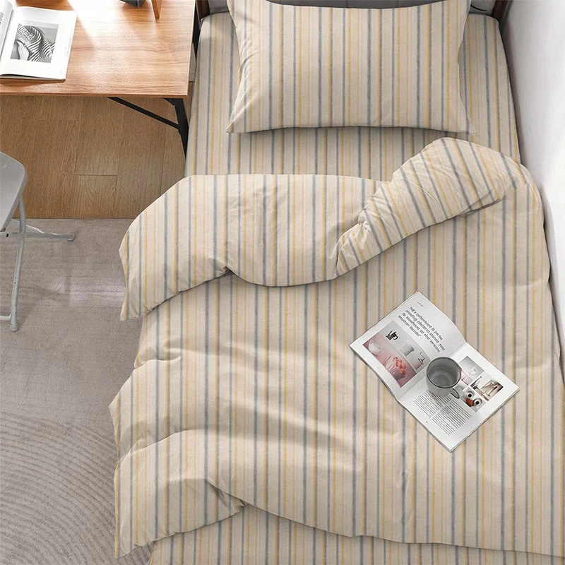 Set di biancheria da letto Singolo extra- XL a righe neutre per dormitorio