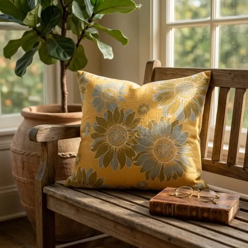 Cuscino decorativo con motivo floreale "Giardino di girasoli"