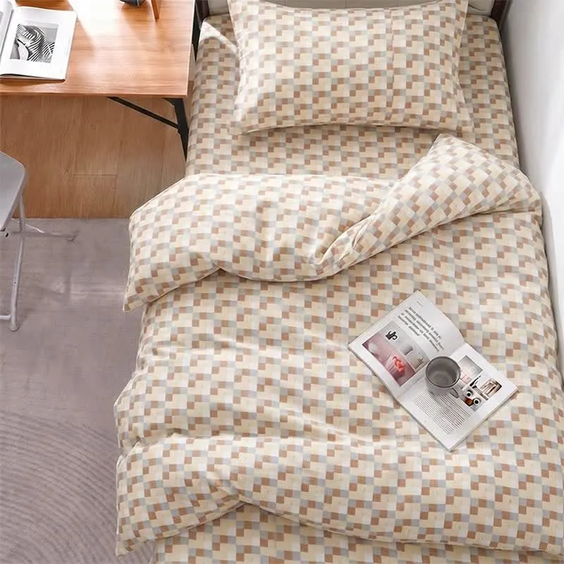 Set di biancheria da letto con motivo a mosaico in tonalità neutre e calde