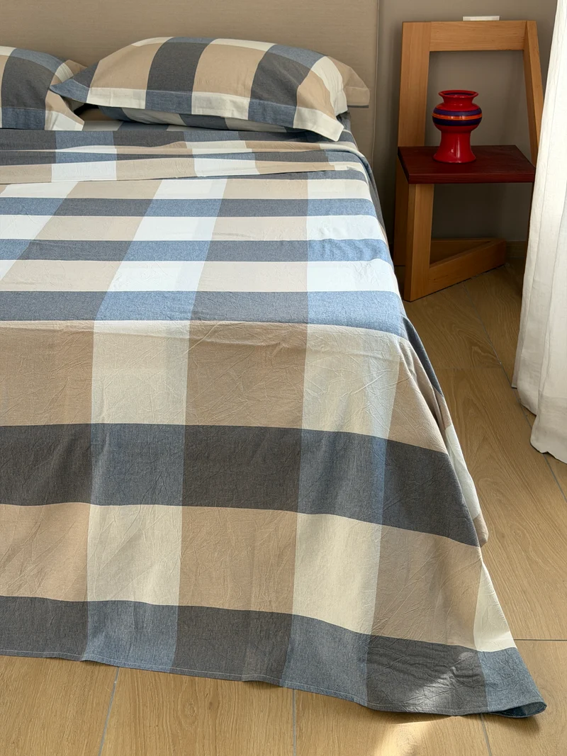 Completo Lenzuola Tinto Filo BLUE SQUARES