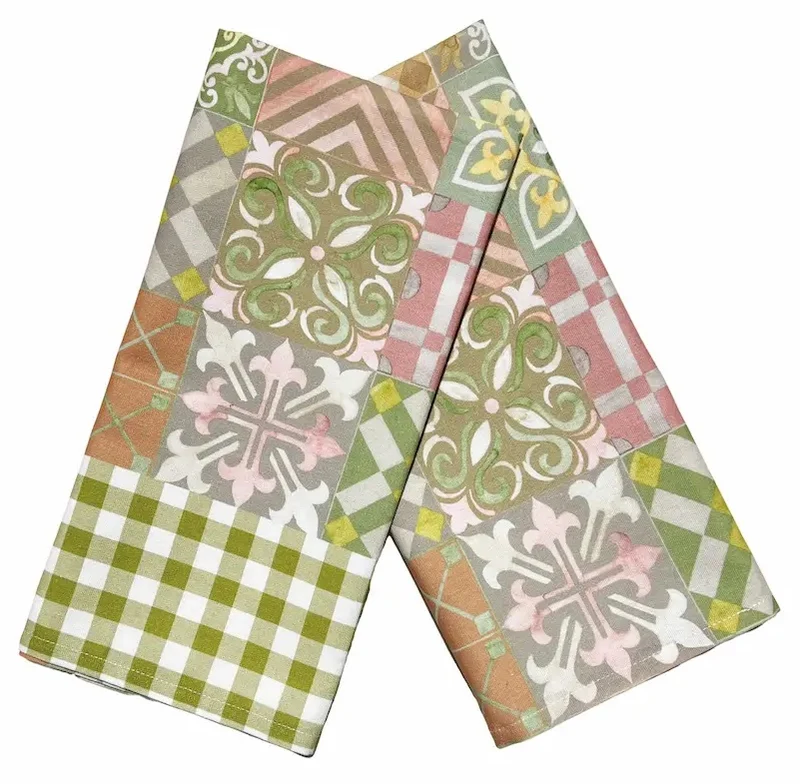 Set da 2 Strofinacci da cucina Bruges in cotone effetto lino di S&G Home (50x70 cm.)