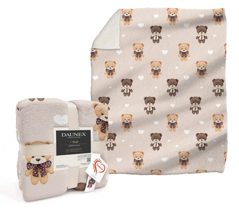 Plaid Morbidotto Light disegno Orsacchiotti in morbido pile di Daunex 360 gr/mq (130X160 cm)