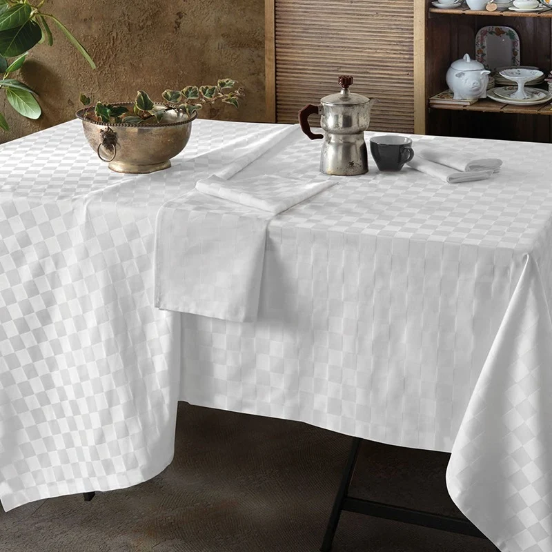 🍴 Tovaglia Vallesusa Damier Gabel 12 Posti in Cotone Jacquard – Made in Italy, Certificata Oeko-Tex