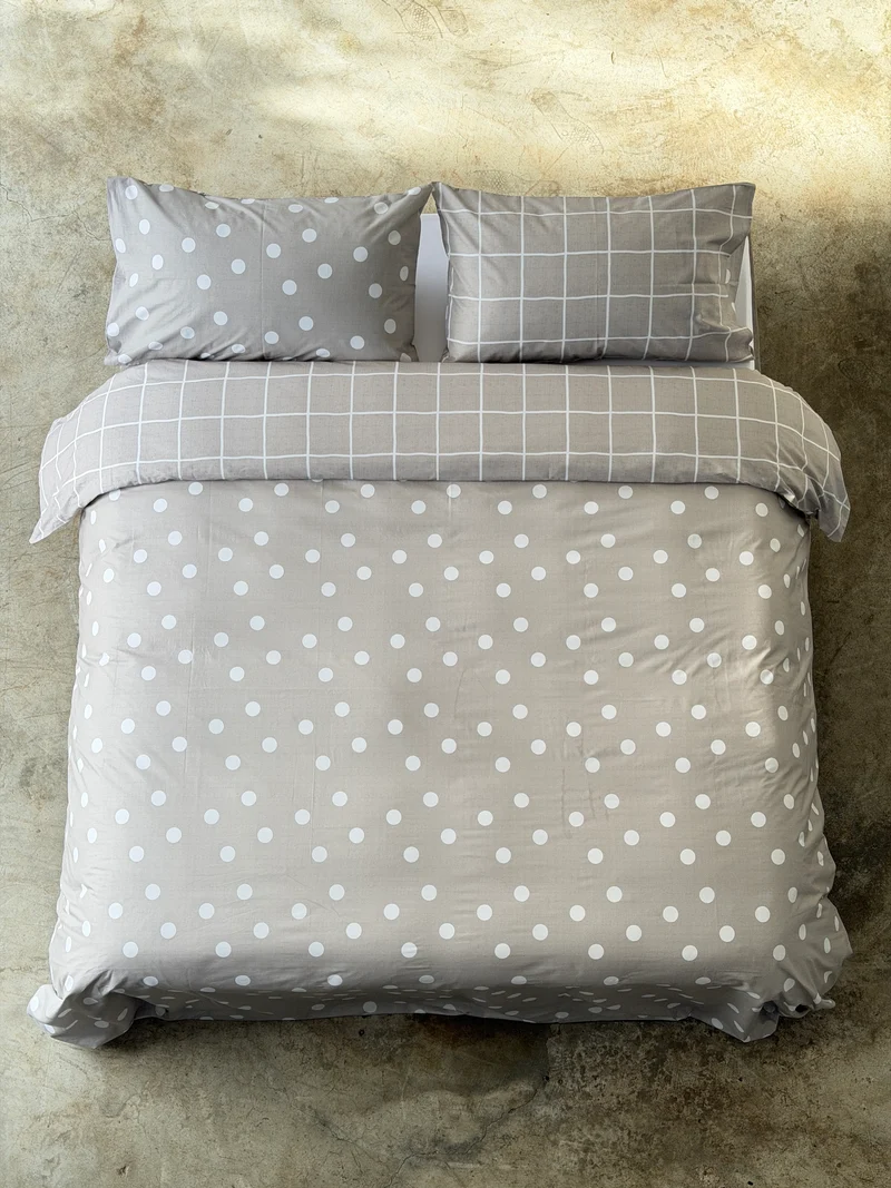 Parure Copripiumino Double Quadri-Pois EASY