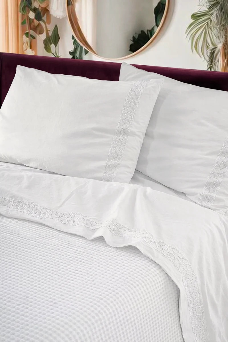 Parure Lenzuola Cotone No-Stiro PIZZO CROCHET