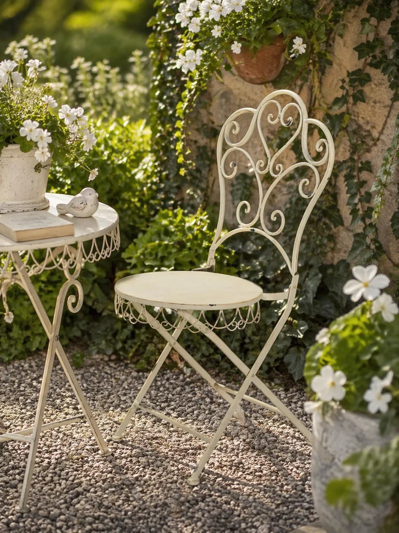 Sedia Pieghevole in Metallo 95 cm Nuvole di Stoffa Shabby Chic