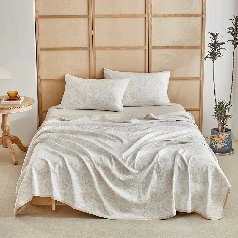Elegante set di biancheria da letto in jacquard di cotone con motivo peonie